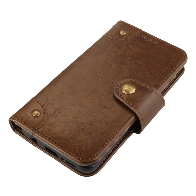 5-Slot Vintage Oil Wax Leather Wallet Stand Mobile Casing for Samsung Galaxy S9 G960 - Brown-3