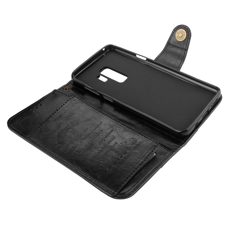 For Samsung Galaxy S9+ G965 5-Slot Vintage Oil Wax Leather Wallet Phone Case - Black-4