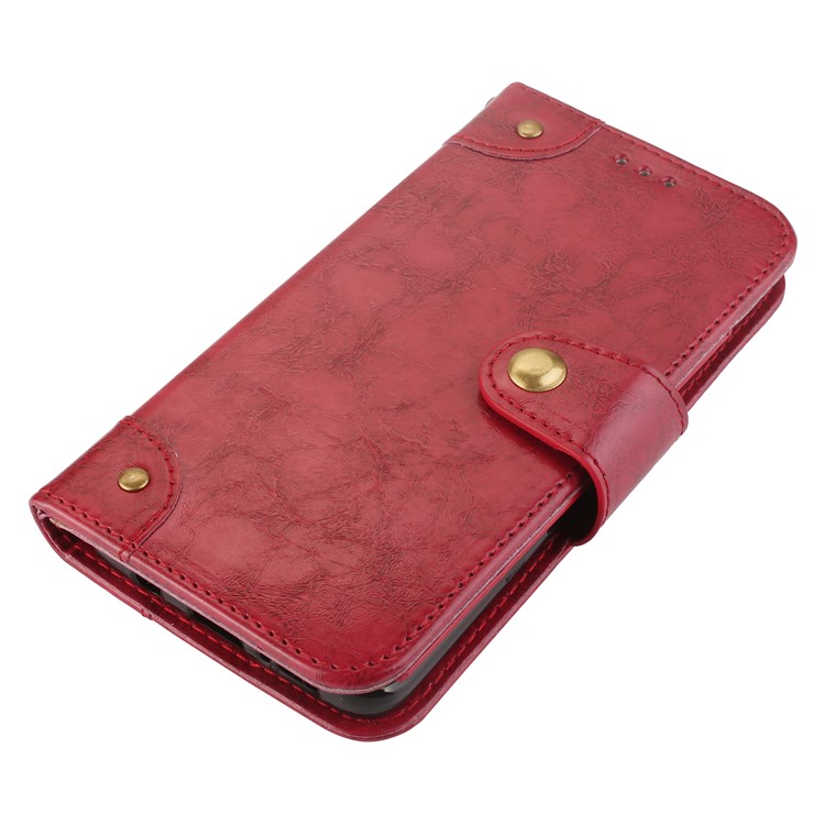For Samsung Galaxy S9+ G965 5-Slot Vintage Oil Wax Leather Wallet Phone Cover - Red-3
