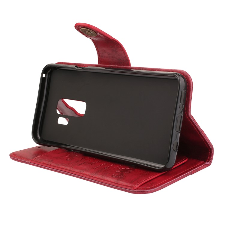 For Samsung Galaxy S9+ G965 5-Slot Vintage Oil Wax Leather Wallet Phone Cover - Red-5