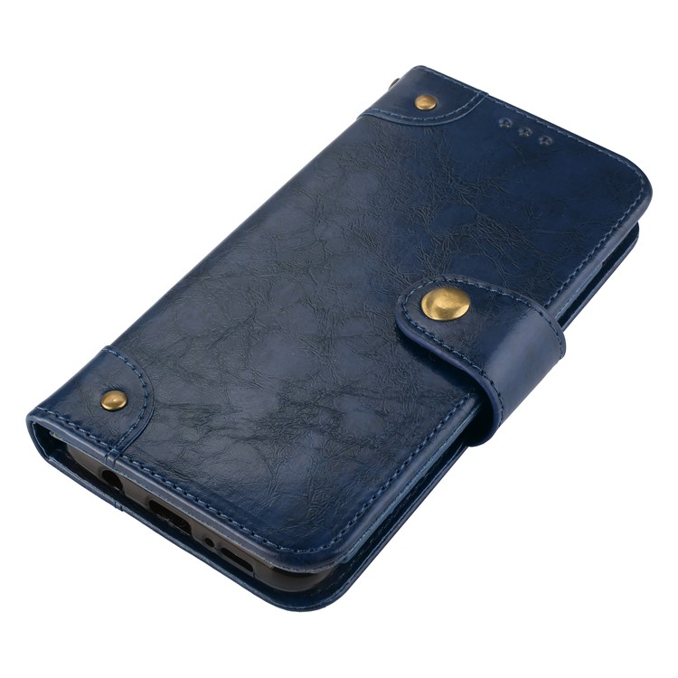 For Samsung Galaxy S9+ G965 5-Slot Vintage Oil Wax Leather Wallet Phone Shell - Blue-3