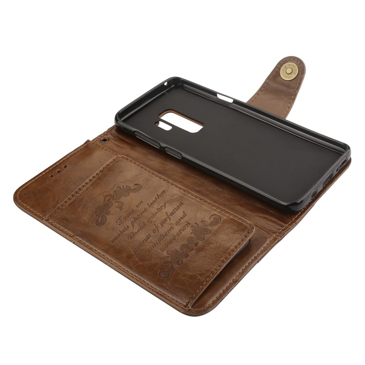 For Samsung Galaxy S9+ G965 5-Slot Vintage Oil Wax Leather Wallet Mobile Case - Brown-4