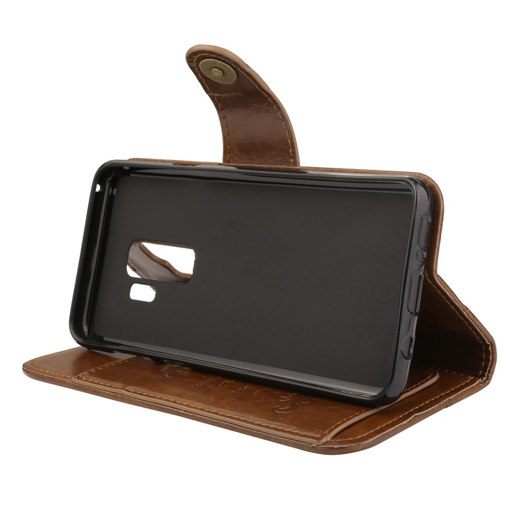 For Samsung Galaxy S9+ G965 5-Slot Vintage Oil Wax Leather Wallet Mobile Case - Brown-5