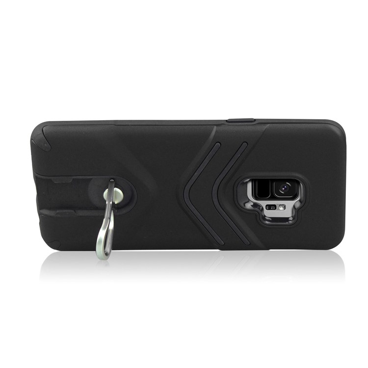 ANGIBABE Matte TPU + PC Hybrid Case with Metal Kickstand for Samsung Galaxy S9 SM-G960 - Black-3