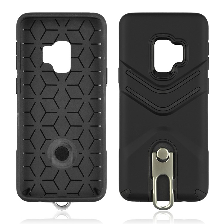 ANGIBABE Matte TPU + PC Hybrid Case with Metal Kickstand for Samsung Galaxy S9 SM-G960 - Black-4