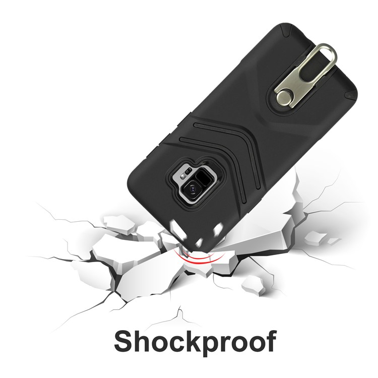 ANGIBABE Matte TPU + PC Hybrid Case with Metal Kickstand for Samsung Galaxy S9 SM-G960 - Black-6