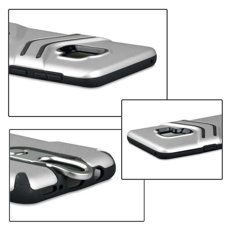 ANGIBABE Matte TPU + PC Hybrid Shell Case with Metal Kickstand for Samsung Galaxy S9 SM-G960 - Silver-5