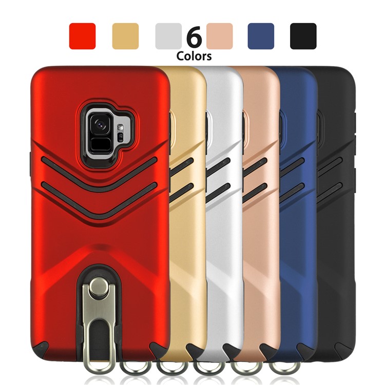 ANGIBABE Matte TPU + PC Hybrid Shell Case with Metal Kickstand for Samsung Galaxy S9 SM-G960 - Silver-8