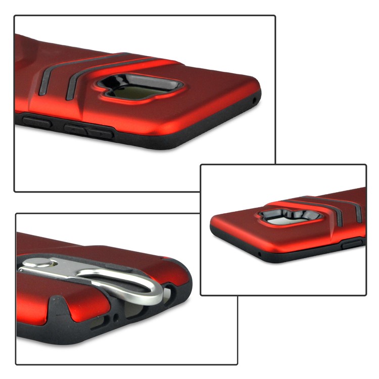 ANGIBABE Matte TPU + PC Combo Case with Metal Kickstand for Samsung Galaxy S9 SM-G960 - Red-5