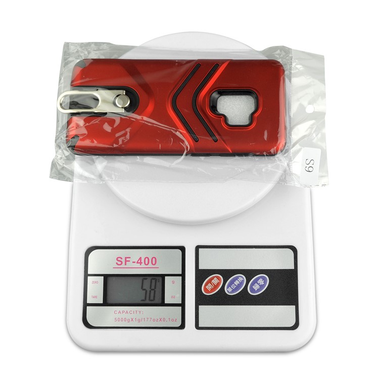 ANGIBABE Matte TPU + PC Combo Case with Metal Kickstand for Samsung Galaxy S9 SM-G960 - Red-7
