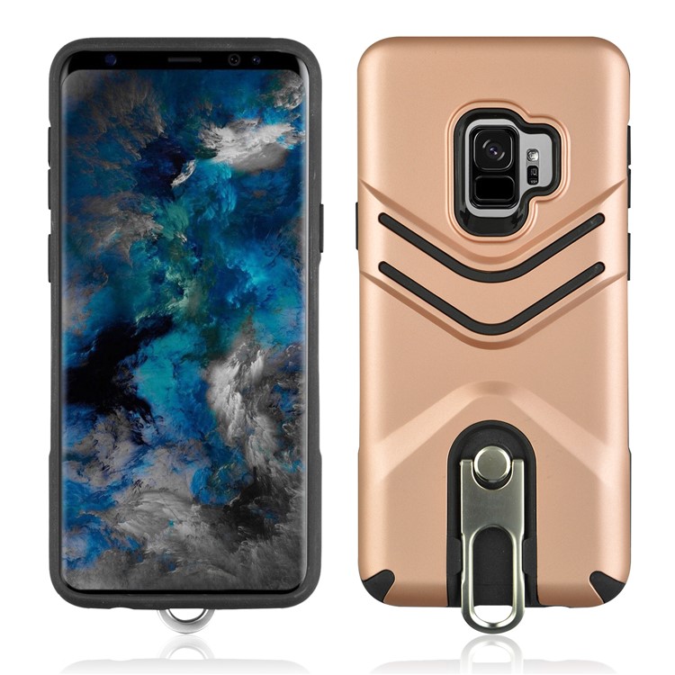 ANGIBABE Matte TPU + PC Hybrid Phone Case with Metal Kickstand for Samsung Galaxy S9 SM-G960 - Rose Gold-1