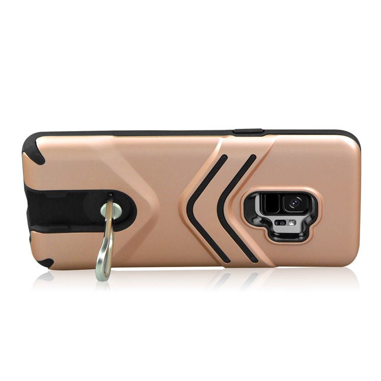 ANGIBABE Matte TPU + PC Hybrid Phone Case with Metal Kickstand for Samsung Galaxy S9 SM-G960 - Rose Gold-3