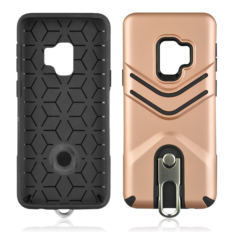 ANGIBABE Matte TPU + PC Hybrid Phone Case with Metal Kickstand for Samsung Galaxy S9 SM-G960 - Rose Gold-4