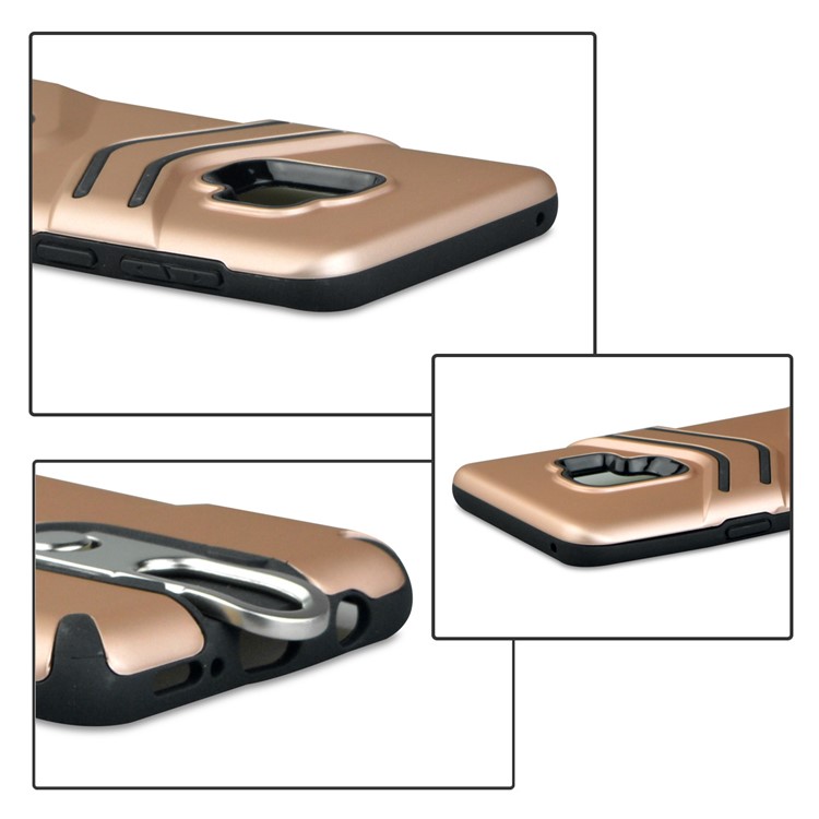 ANGIBABE Matte TPU + PC Hybrid Phone Case with Metal Kickstand for Samsung Galaxy S9 SM-G960 - Rose Gold-5