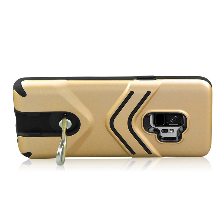 ANGIBABE Matte TPU + PC Hybrid Cell Phone Case with Metal Kickstand for Samsung Galaxy S9 SM-G960 - Gold-3
