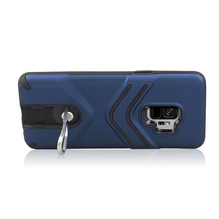 ANGIBABE Matte TPU + PC Hybrid Cover with Metal Kickstand for Samsung Galaxy S9 SM-G960 - Blue-3