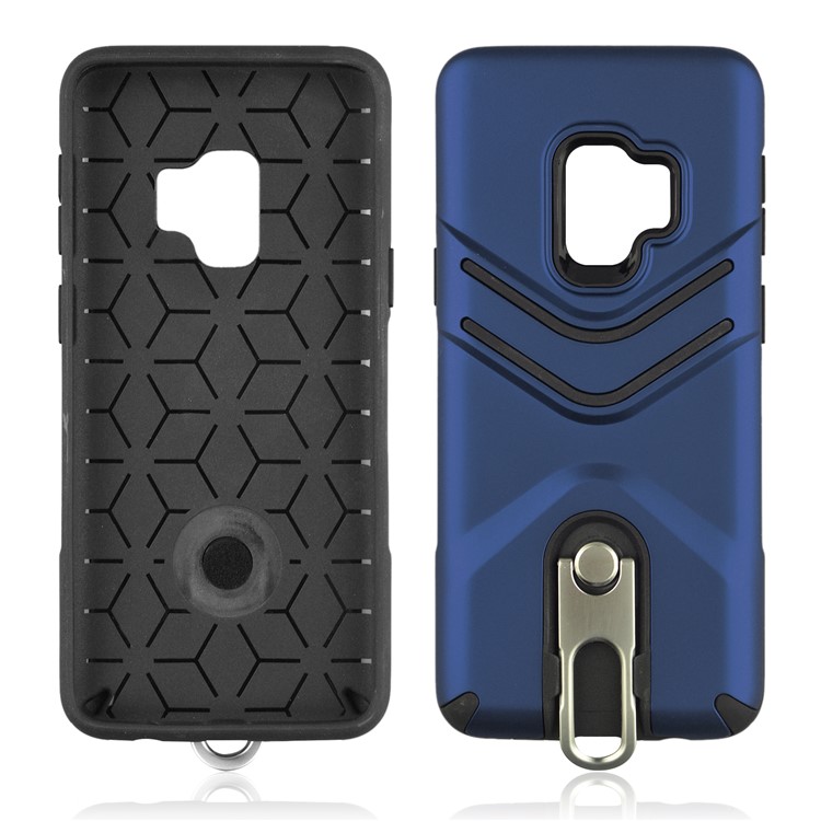 ANGIBABE Matte TPU + PC Hybrid Cover with Metal Kickstand for Samsung Galaxy S9 SM-G960 - Blue-4