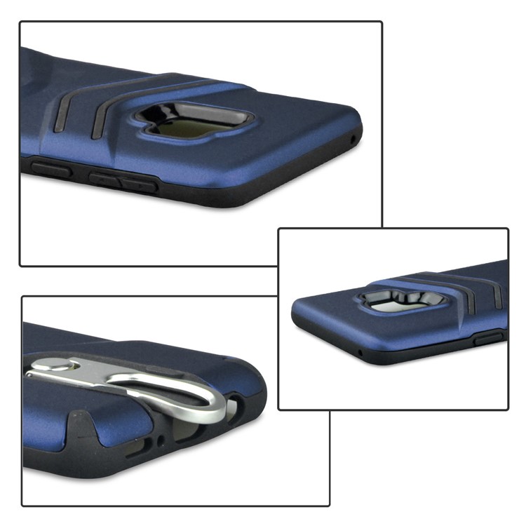 ANGIBABE Matte TPU + PC Hybrid Cover with Metal Kickstand for Samsung Galaxy S9 SM-G960 - Blue-5