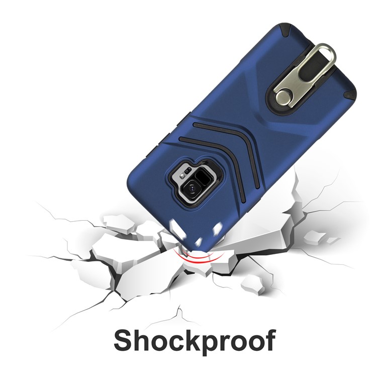 ANGIBABE Matte TPU + PC Hybrid Cover with Metal Kickstand for Samsung Galaxy S9 SM-G960 - Blue-6