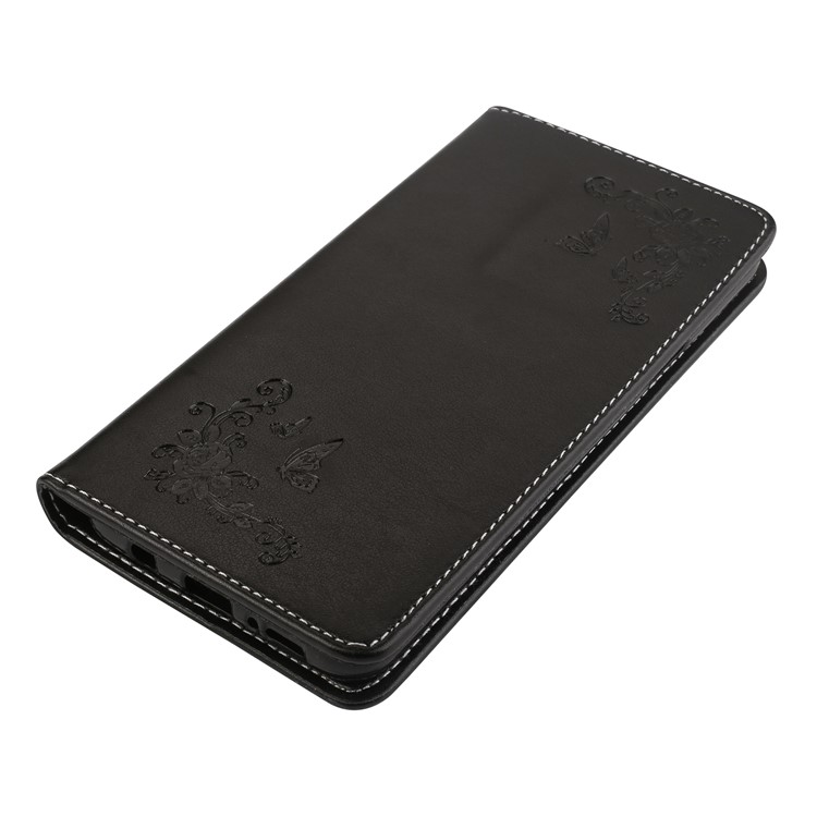 Imprint Butterfly Flower Magnetic Leather Card Holder Case for Samsung Galaxy S9+ G965 - Black-3