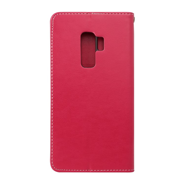 Imprint Butterfly Flower Auto-absorbed Leather Stand Shell Case for Samsung Galaxy S9+ G965 - Red-2