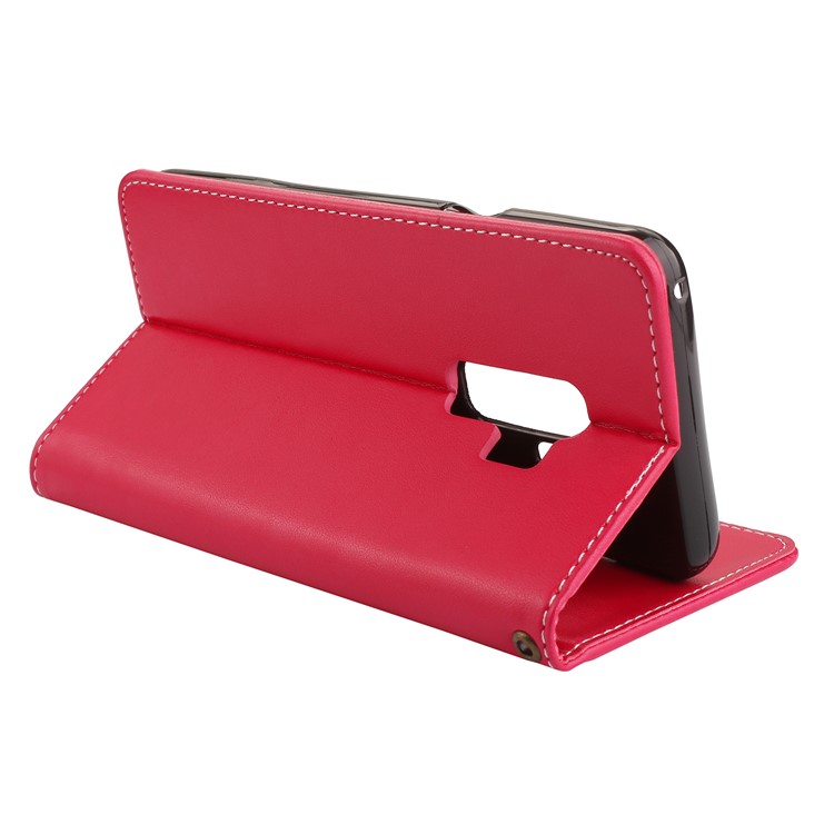 Imprint Butterfly Flower Auto-absorbed Leather Stand Shell Case for Samsung Galaxy S9+ G965 - Red-5