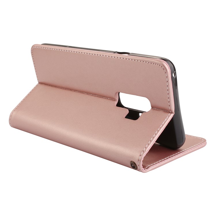 Imprint Butterfly Flower Magnetic Leather Stand Phone Case for Samsung Galaxy S9+ G965 - Rose Gold-5