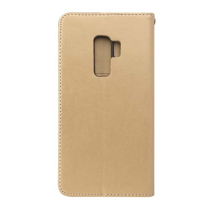 Imprint Butterfly Flower Auto-absorbed Leather Mobile Case for Samsung Galaxy S9+ G965 - Gold-2