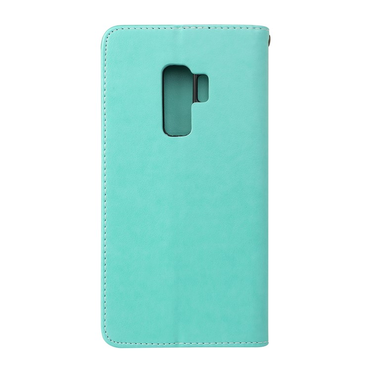 Imprint Butterfly Flower Magnetic Leather Case Accessory for Samsung Galaxy S9+ G965 - Cyan-2