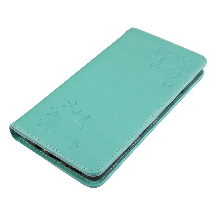 Imprint Butterfly Flower Magnetic Leather Case Accessory for Samsung Galaxy S9+ G965 - Cyan-3