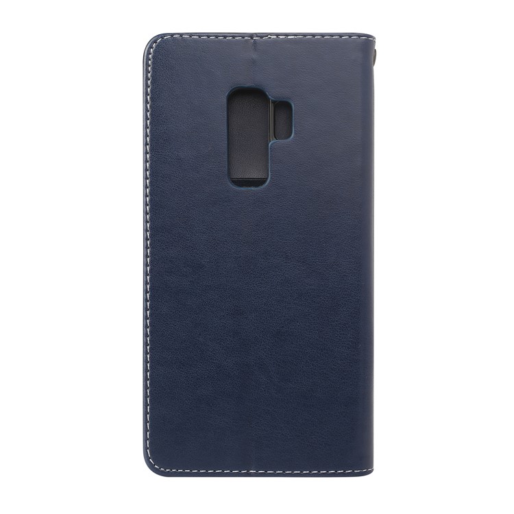 Imprint Butterfly Flower Auto-absorbed Stand Leather Cellphone Cover for Samsung Galaxy S9+ G965 - Dark Blue-2