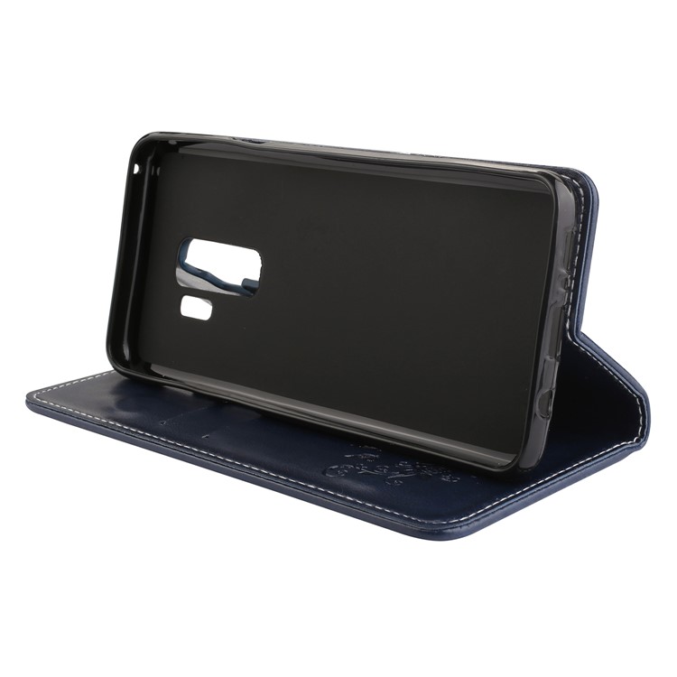 Imprint Butterfly Flower Auto-absorbed Stand Leather Cellphone Cover for Samsung Galaxy S9+ G965 - Dark Blue-4