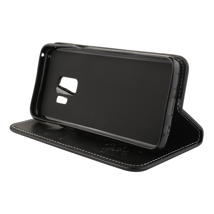 For Samsung Galaxy S9 G960 Imprint Flower Butterfly Leather Phone Case with Card Holders - Black-4