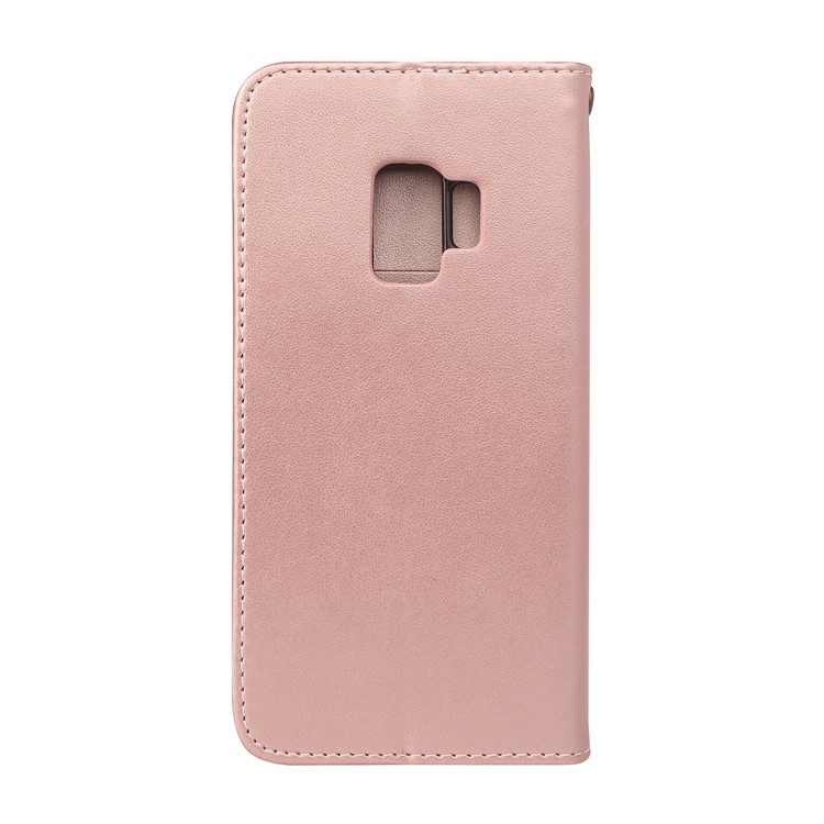For Samsung Galaxy S9 G960 Imprint Butterfly Flower PU Leather Flip Casing with Card Holders - Rose Gold-2