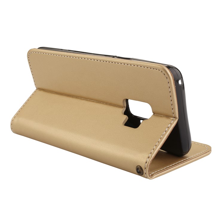 Imprint Butterfly Flower Leather Phone Case with Card Holders for Samsung Galaxy S9 G960 - Gold-5