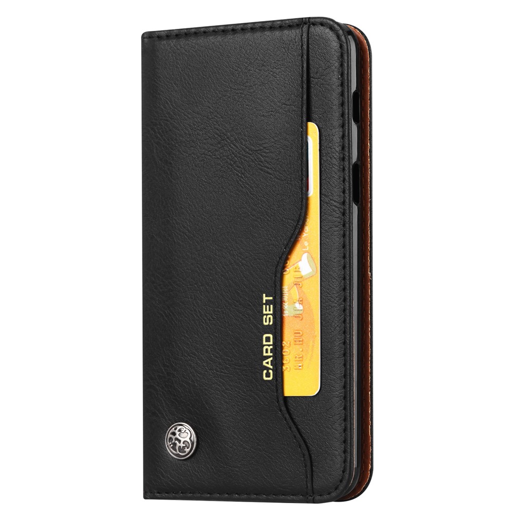 Para Samsung Galaxy A8 (2018) PU Leather Willet Stand Comportación Protectora - Negro