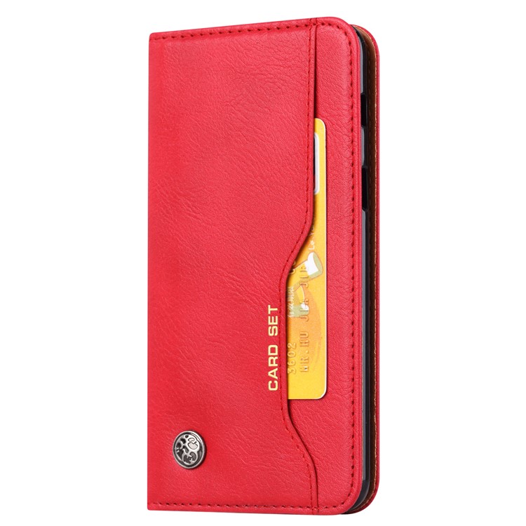 Para Samsung Galaxy A8 (2018) PU Cuero Para la Billetera de la Billetera Protectora de la Carcasa de la Carcasa - Rojo-3