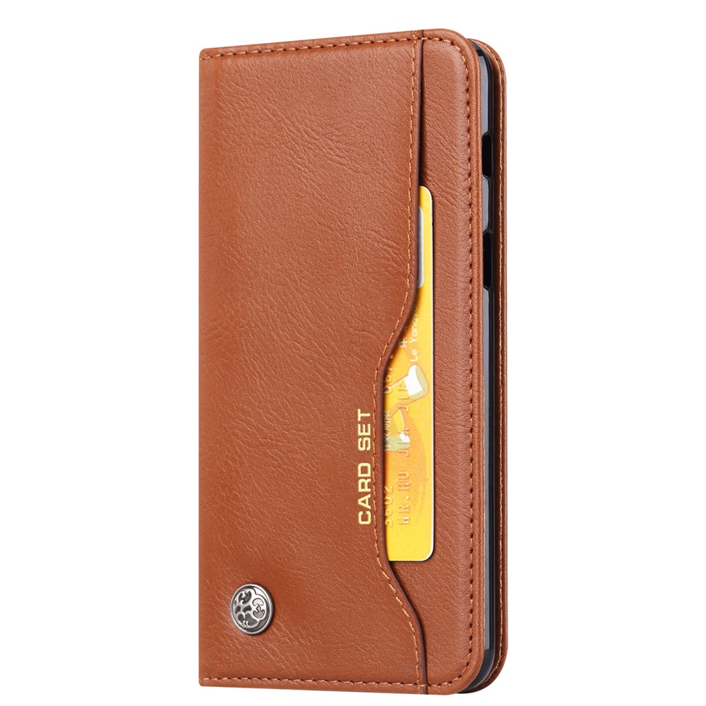 For Samsung Galaxy A8 (2018) PU Leather Wallet Stand Protective Shell - Brown-3