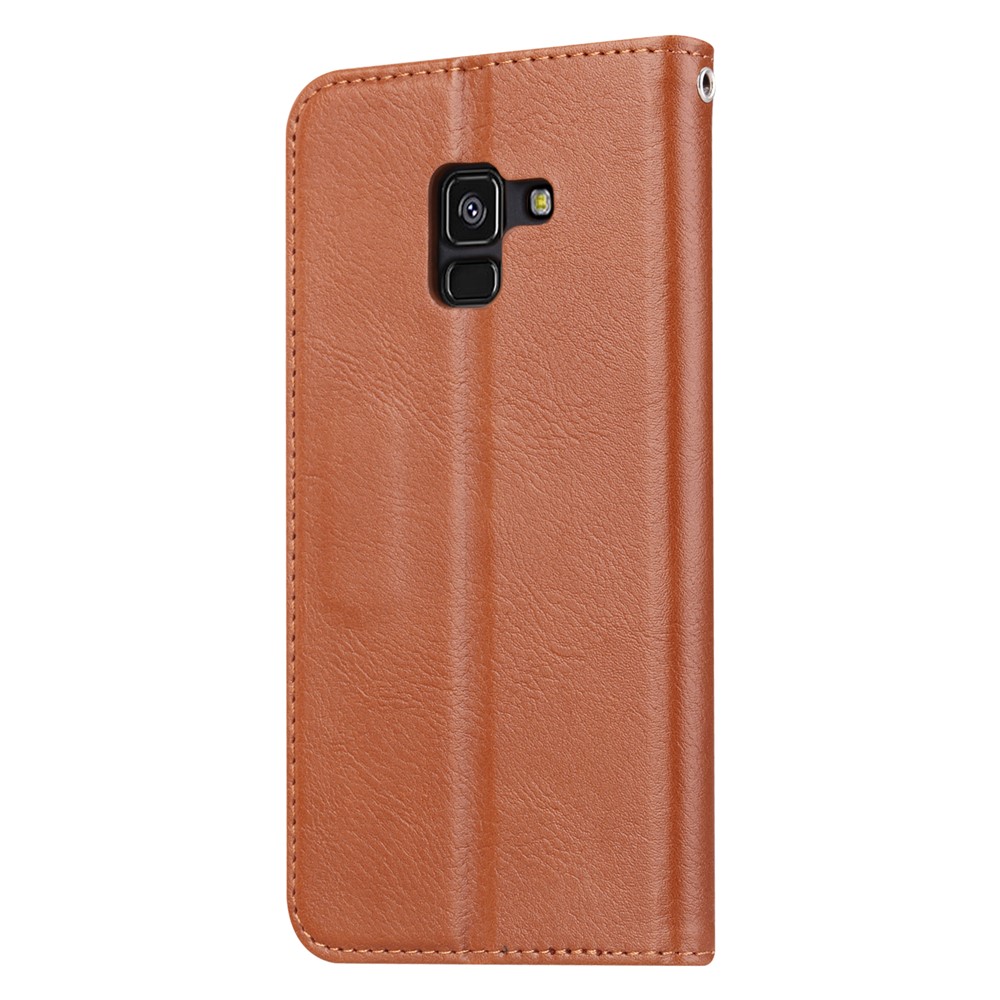 For Samsung Galaxy A8 (2018) PU Leather Wallet Stand Protective Shell - Brown-4
