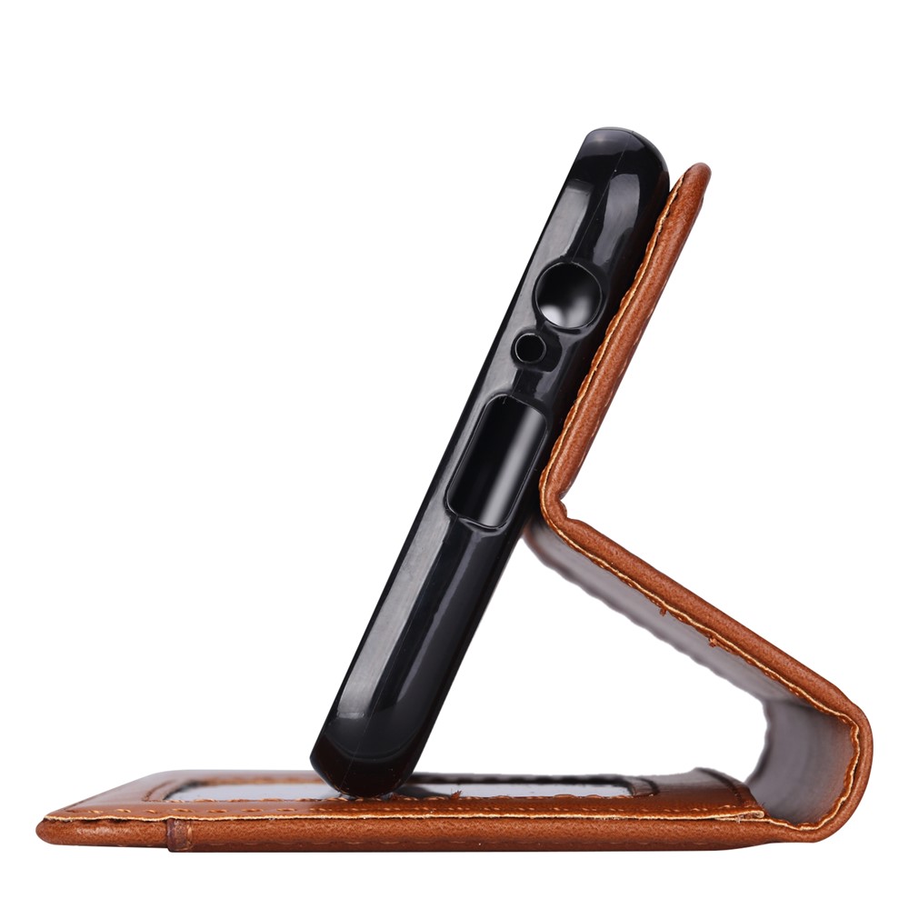 For Samsung Galaxy A8 (2018) PU Leather Wallet Stand Protective Shell - Brown-5