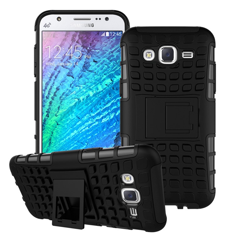 TPU PC Hybrid Case for Samsung Galaxy J5 SM-J500F with Kickstand - Black-1