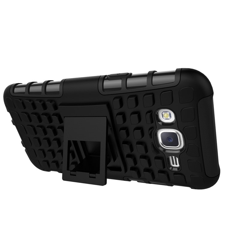 TPU PC Hybrid Case for Samsung Galaxy J5 SM-J500F with Kickstand - Black-6