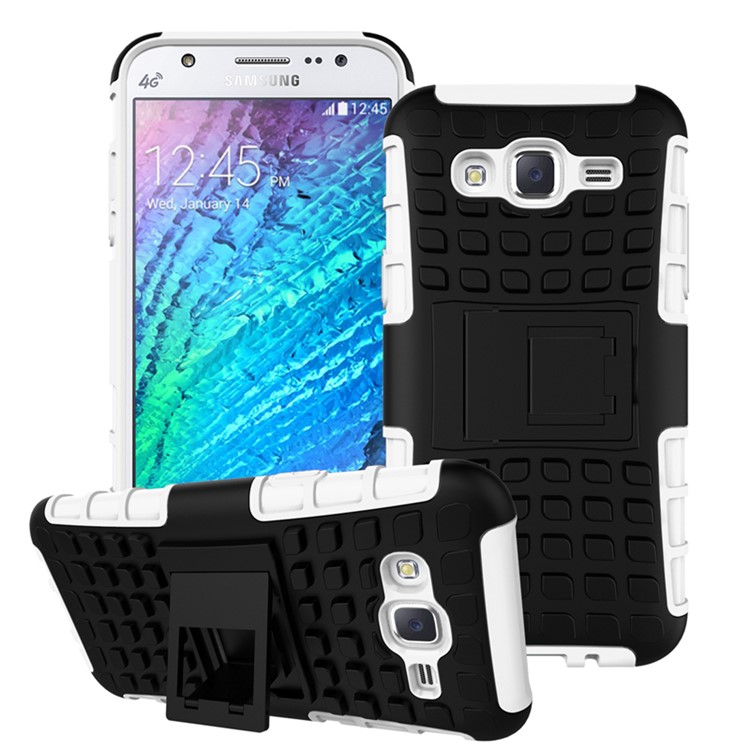 TPU PC Hybrid Cover for Samsung Galaxy J5 SM-J500F with Kickstand - White-1