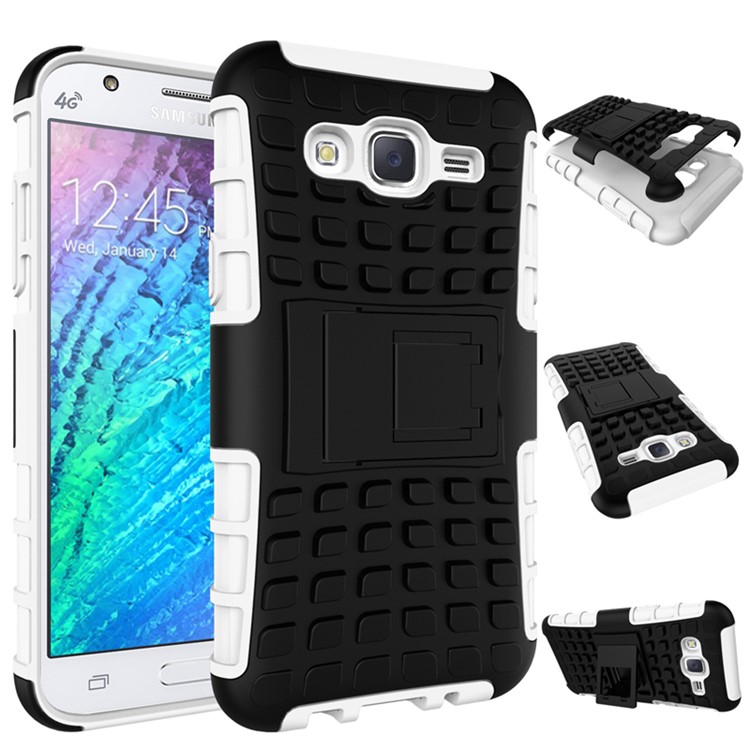 TPU PC Hybrid Cover for Samsung Galaxy J5 SM-J500F with Kickstand - White-2