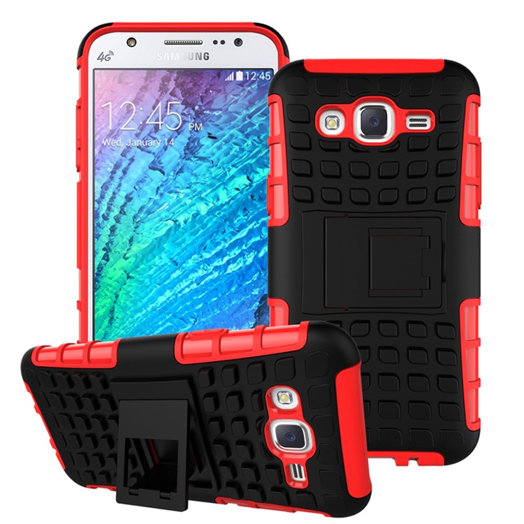 TPU PC Hybrid Shell for Samsung Galaxy J5 SM-J500F with Kickstand - Red-1