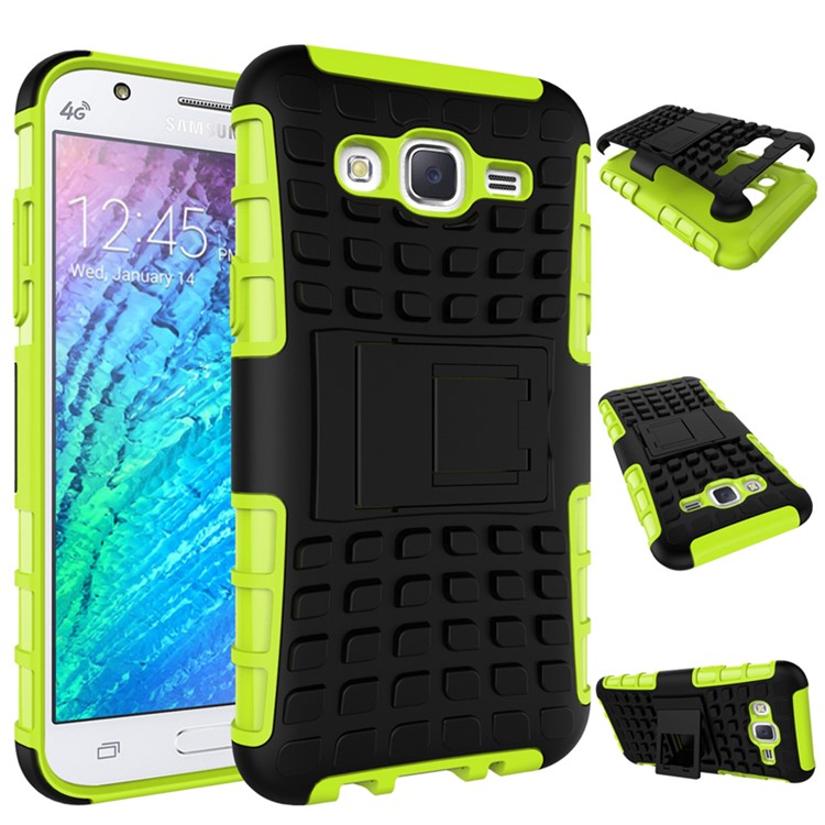 TPU PC Phone Case for Samsung Galaxy J5 SM-J500F with Kickstand - Green-2