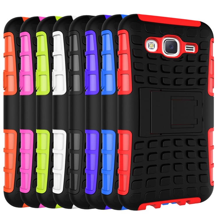 TPU PC Phone Case for Samsung Galaxy J5 SM-J500F with Kickstand - Green-3