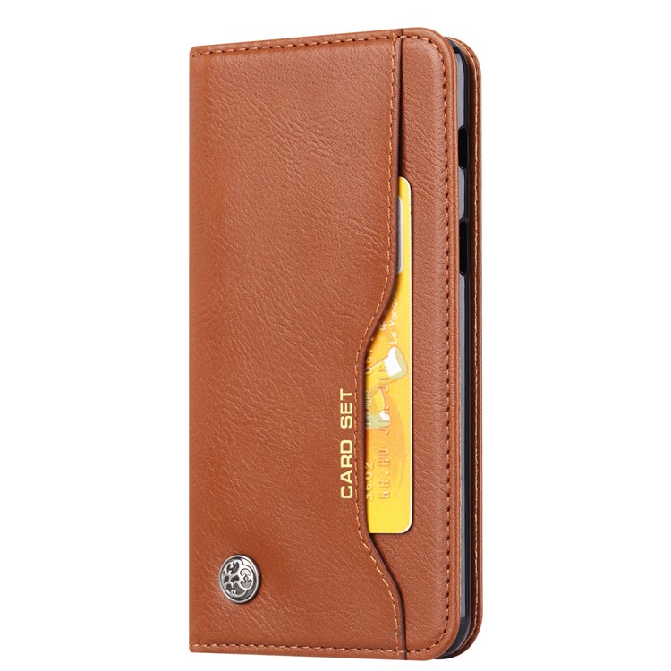 For Samsung Galaxy A8 Plus (2018) PU Leather Wallet Stand Phone Casing - Brown-3