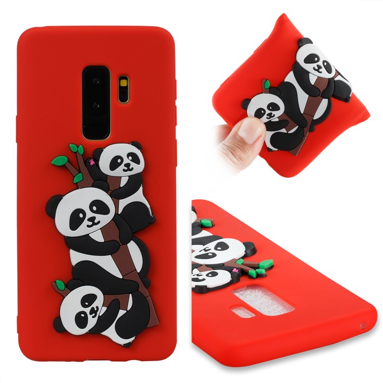 Lovely 3D Panda Pattern TPU Back Case for Samsung Galaxy S9+ SM-G965 - Red-1