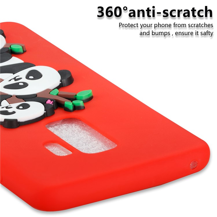 Lovely 3D Panda Pattern TPU Back Case for Samsung Galaxy S9+ SM-G965 - Red-2